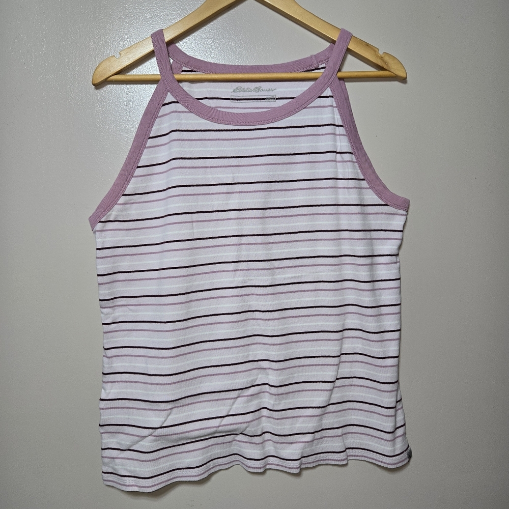 Eddie Bauer sleeveless top purple stripped size XL